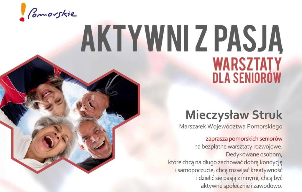 WARSZTATY DLA SENIORÓW Aktywni z Pasją" to cykl bezpłatnych warsztatów i spotkań dedykowanych seniorom, którzy chcą być aktywni społecznie i zawodowo.