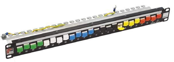 Patch Panel 1U24xRJ45u/s, niewyposażony Patch panele Opis Uniwersalny patch panel pod moduły keystone Specyfikacja techniczna Aplikacje Punkty węzłowe sieci światłowodowych Punkty dystrybucyjne sieci