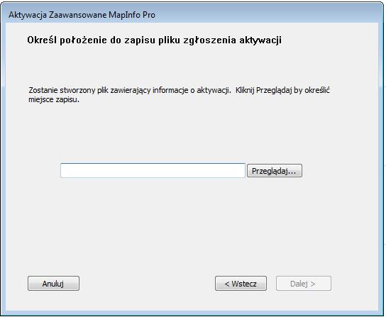 Okno dialogowe Zachowaj istotne informacje zawiera informacje na temat twojego pliku zgłoszenia aktywacji.