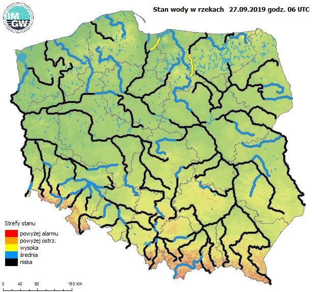 4. OCENA AKTUALNEJ SYTUACJI HYDROLOGICZNEJ Dorzecze Wisły Stan wody w dorzeczu Wisły układa się w strefie wody niskiej i średniej.