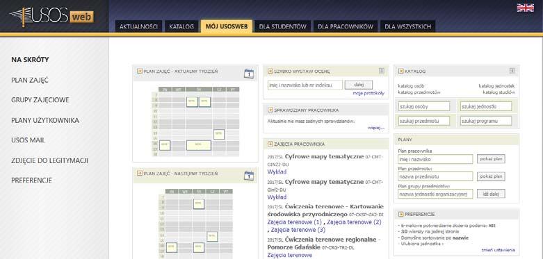 USOSWeb w menu górnym