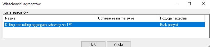 TopSolid'WoodCam Podstawy - Frez palcowy: o Ø10mm o Ø5mm - Frez kulisty: o Ø20mm - Wiertło płaskie: o Ø8mm Modyfikacja właściwości agregatu Tylko użytkownicy BIESSE muszą dodatkowo zmienić