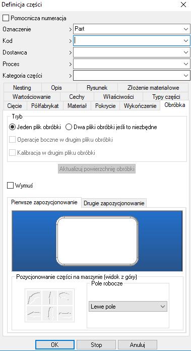 Dodatkowa konfiguracja Domyślne ograniczenia Konfiguracja ograniczeń zależy od pola roboczego wybranego w zakładce Definicja części Obróbka w TopSolid'Wood.