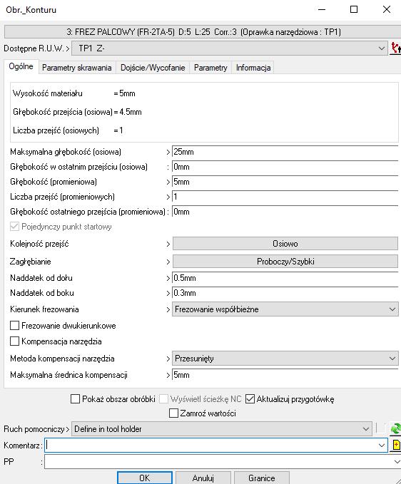 TopSolid'WoodCam Podstawy Zmień następujące parametry w