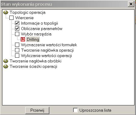 Otworzy się okno wykonania procesu, a TopSolid'WoodCam w tym czasie dobierze odpowiednie narzędzie i parametry do obróbki.