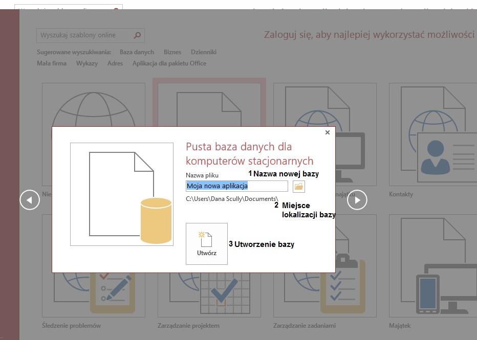 BAZA DANYCH Następnie odpowiednio ją nazwać i