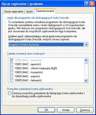 W Panelu sterowania wybierz Opcje regionalne i językowe i w zakładce Opcje regionalne wybierz format dla jęz.