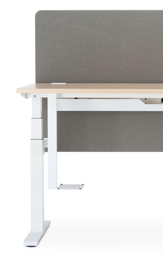 Desk with electrical height adjustment Biurko z elektryczną regulacją wysokości 1 The upper panel increases the acoustic comfort of a single workstation and the whole office Panel górny zwiększający