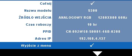 ZRESETUJ SIEć Wybierz Tak, aby wyzerować konfigurację sieci.