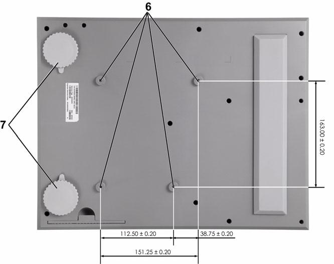 Otwory montażowe do montażu ściennego: Otwór na śrubę M4 x 10 mm glebokosci.