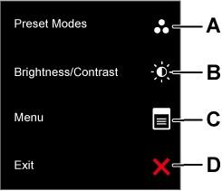 A Przycisk na panelu przednim Opis B Wstępne tryby Użyj tego przycisku w celu uzyskania bezpośredniego dostępu do menu przycisku skrótu 1 (domyślnie: Preset Modes