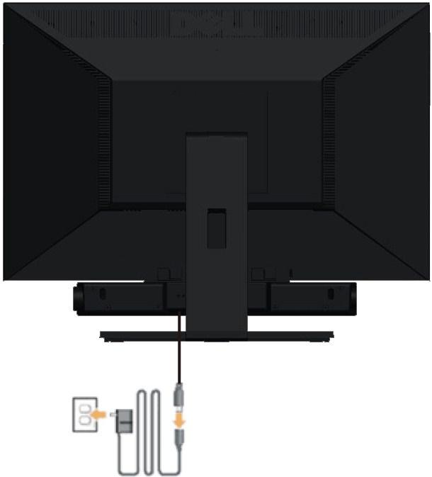 Podłącz panel Soundbar, wyrównując ze sobą dwa gniazda z dwoma zaczepami, znajdujące się wzdłuż dolnej tylnej krawędzi monitora. 2. Wsuń panel Soundbar w lewo, aż do zaskoczenia na miejsce. 3.