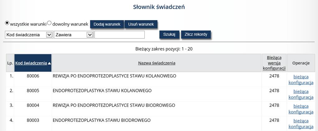 9 Słowniki Obszar Słowniki pozwala na przeglądanie następujących słowników: Słownik świadczeń Słownik rozpoznań chorobowych Słownik etapów szybkiej ścieżki onkologicznej Słownik powodów zmiany