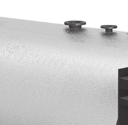 drzwiach kotła Izolacja cieplna na korpusie kotła z matą z wełny mineralnej 100 mm Kocioł grzewczy w obudowie z aluminium Króciec spalinowy skierowany