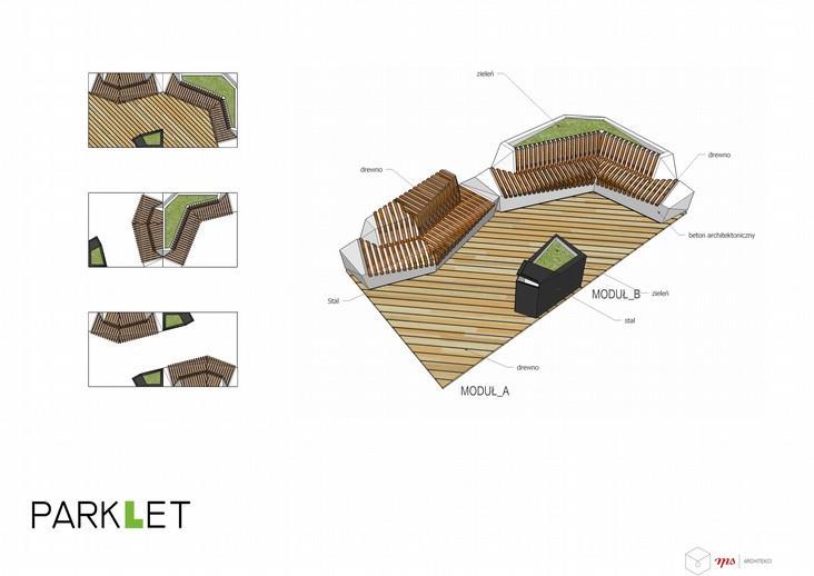 Parklet - ul. Lubartowska bok Ratusza, ul. Świętoduska, ul.