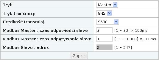 Czas transmisji [ms] = 32 (prędkość transmisji [b/s]) Czas oczekiwania na odpowiedź [ms] = Slave czas do rozpoczęcia odpowiedzi [ms] + + Czas transmisji [ms] Maksymalny czas do ponownego ustalenia