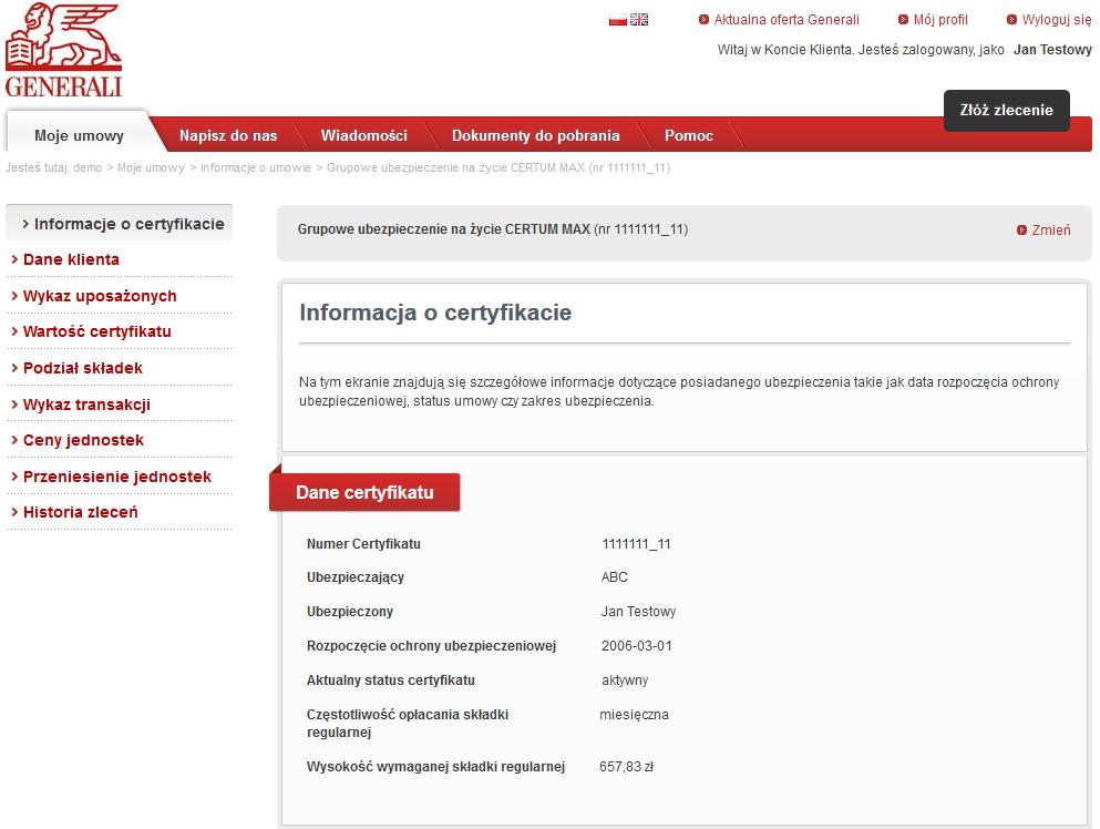 Konto Klienta Wszystkie informacje