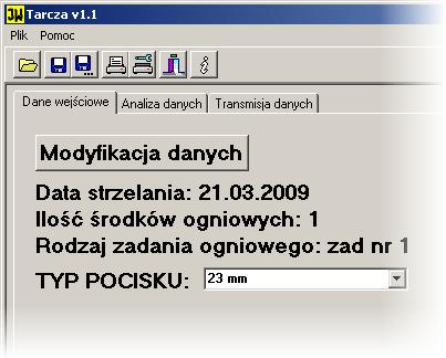 wydawanie komend Pomiar i Czuwanie); analizę danych transmitowanych z tarczy (w tym: parametrów fali N i warunków atmosferycznych); zobrazowanie na wyświetlaczu komputera PC znaczników trafień