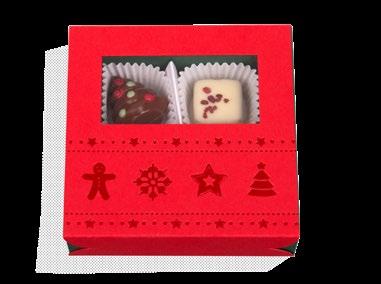 Zawartość: 4 praliny (60 g) Wymiary opakowania: 11,1 x 11,1 x 3 cm No18 Elegancka bombonierka z