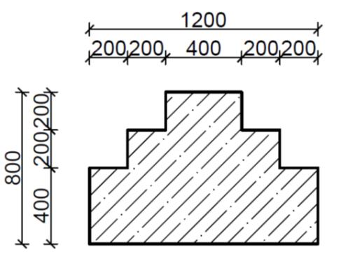 Zadanie 29. Oblicz objętość ławy fundamentowej o długości 40 m i przekroju przedstawionym na rysunku. 7,20 m3 14,40 m3 21,60 m3 28,80 m3 wymiary podano w mm Zadanie 30.