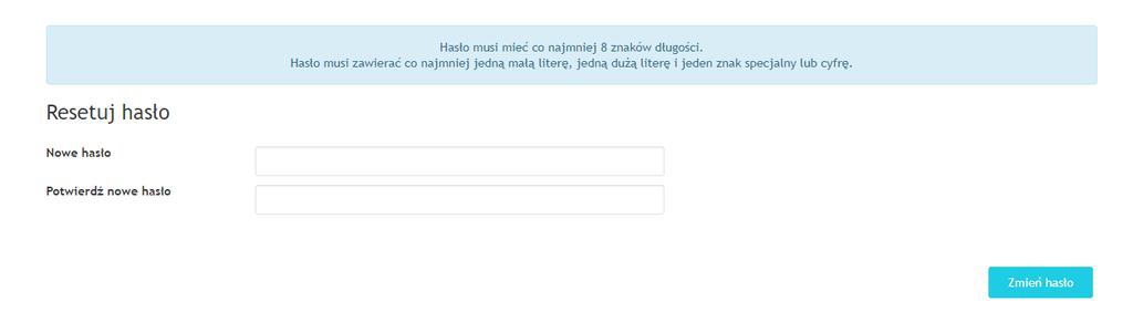 2. Logowanie do systemu 21 Rys. 27. Resetowanie hasła - podawanie nowego hasła 2.3.