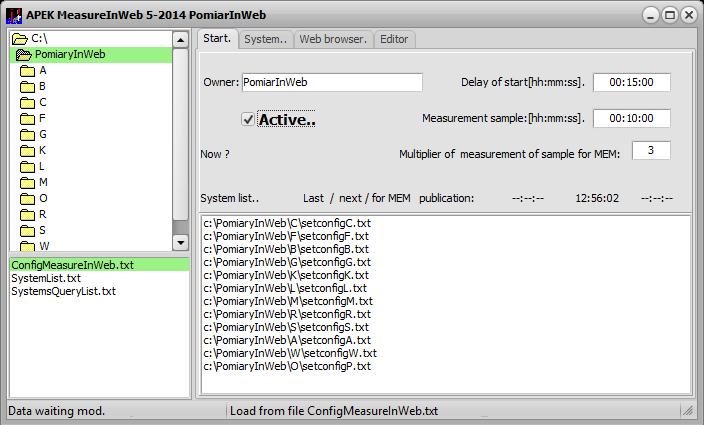 APEK MeasureInWeb program komunikacyjny do systemów pomiarowych. Opis programu MeasureInWeb ver. 5-2014. Program APEK MeasureInWeb służy do komunikacji z adresowanymi systemami pomiarowymi.