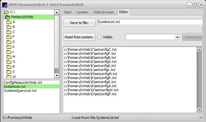 Zakładka Web browser. Zakładka ta służy do testowania oraz do obsługi tylko jednego systemu. Po wybraniu systemu, aby wysłać zapytanie do systemu należy wcisnąć przycisk Execute. Zakładka Editor.