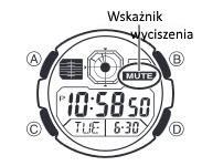 Obszar graficzny B: We wszystkich trybach segmenty wskazują aktualny czas miasta macierzystego (T-1) godzinę, minutę i sekundę.