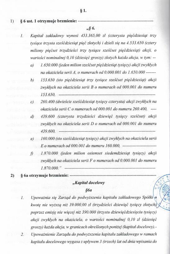 Przedmiotowa uchwała została podjęta na podstawie upoważnienia udzielonego Zarządowi Spółki w treści 6a Statutu Spółki, którego nowe brzmienie zostało