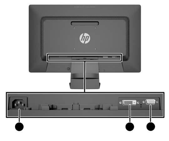 Elementy z tyłu monitora Element 1 Gniazdo zasilania z sieci elektrycznej Funkcja Umożliwia podłączenie kabla zasilającego do monitora.