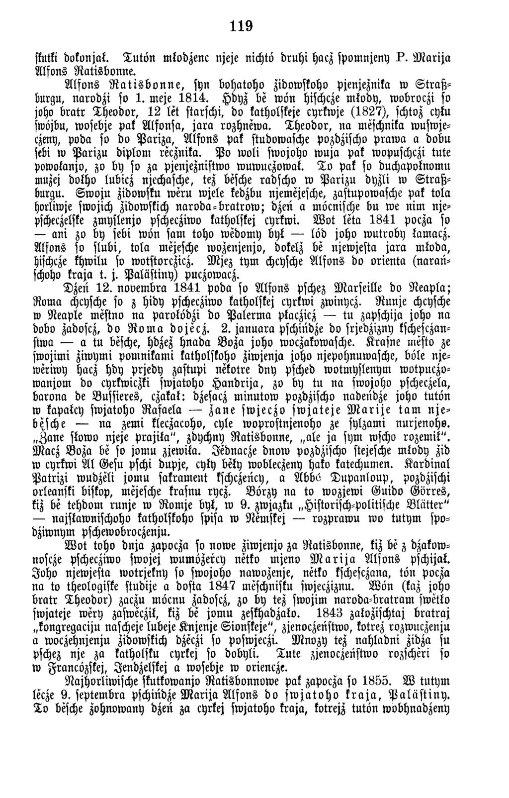 119 skutki dokonjat. T u tö n m lodzenc njeje nichtö d ru h i hacz spom njeny P. M a r ija A lfons R a tis b o n n e.