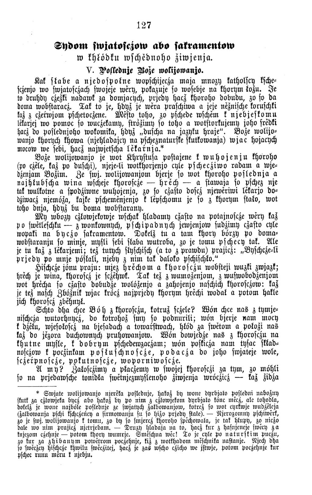 127 Sydom swjatoscjow abo sakramentow w khködku wschednoho ziwjenja. V. Wostedirje Aoze wolijowanjo.