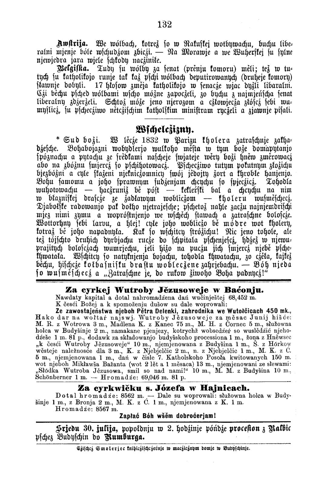 132 Awstrija. W e w olbach, kotrez so w Rakuskej w otbyw achu, buchu libera ln i m jenje böle wschudzom zbiczi. N a M o ra w je a tue W uherskej su sylne njew jedra ja ra w jele schkody naczinike.