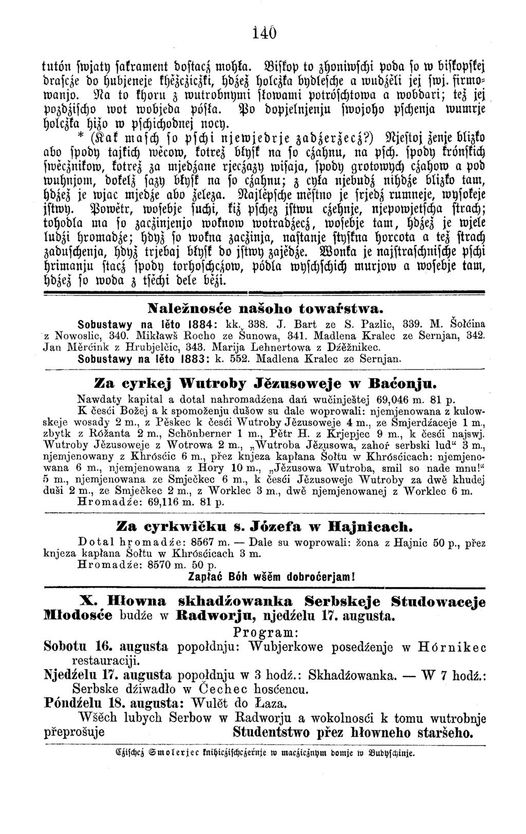 140 tu to n sw jaty sakram ent dostacz m ohka. Biskop to zhoniwschi poda so w biskopskej drascze do hubjeneje khezcziczki, hdzez holczka bydlesche a w udzeli jej sw j. firm o- w a n jo.