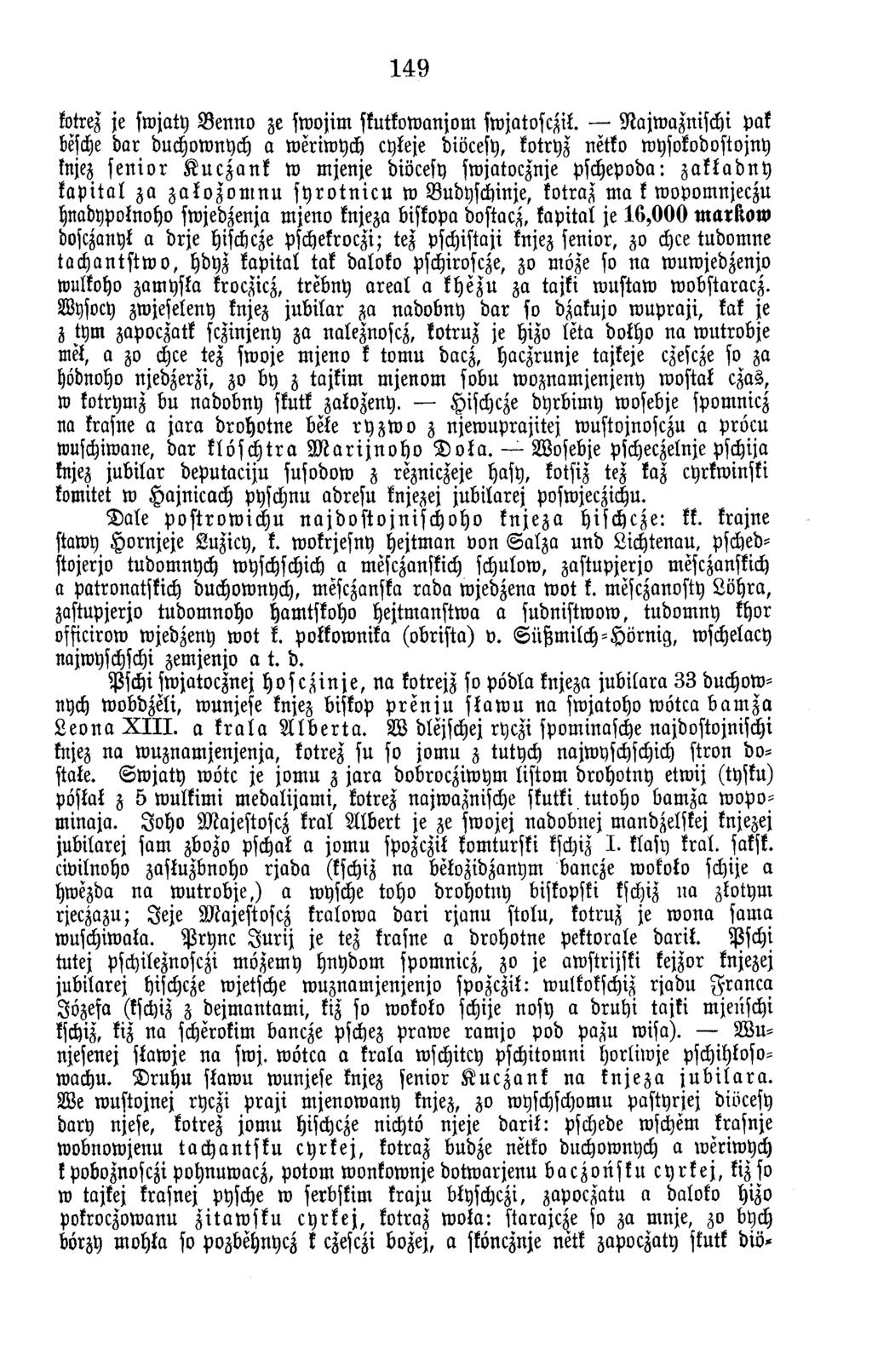 149 kotrez je sw jaty B e n n o ze sw ojim skutkowanjom sw jatosczit.