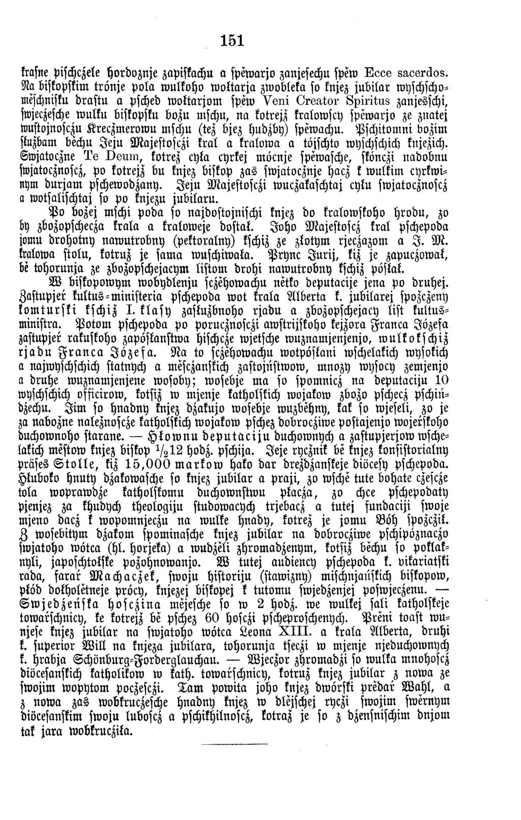 151 krasne Pischczele hord o znje zapiskachu a spew arjo zanjesechu spew Ecce sacerdos.