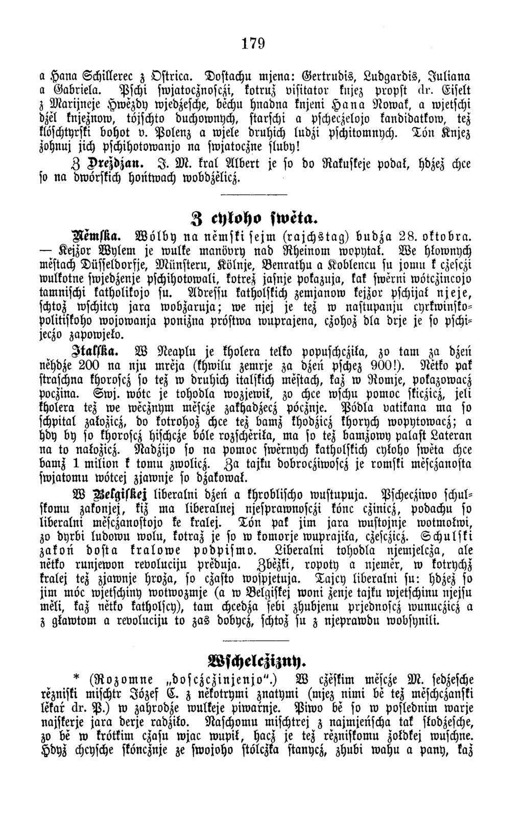 179 a H ana S ch illerec z O stric a. D ostachu m je n a : G e rtru d is, L u d g a rd is, J u l i a n a a G ab riela. P sch i sw jatocznosczi, kotruz v isita to r knjez P ropst d r.