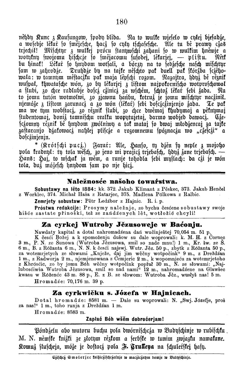 180 nehdy K u n c z K ausungow, spody b lid a. N a to w ulke wjeselo w cykej bjesadze, a wosebje lekar so smejesche, hacz so cyly tschasesche. A le tu be p ra w y czas trjechit!