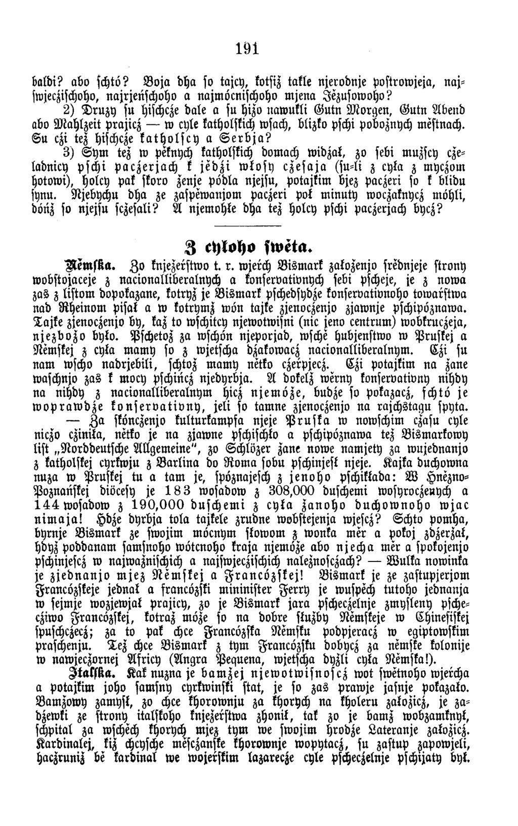 191 baldi? abo schtö? B o ja d h a so tajcy, kotsiz takle n jero d n je p ostrow jeja, n ajswjeczischoho, najrjenschoho a najm öcnischoho m jena Jezusow oho?