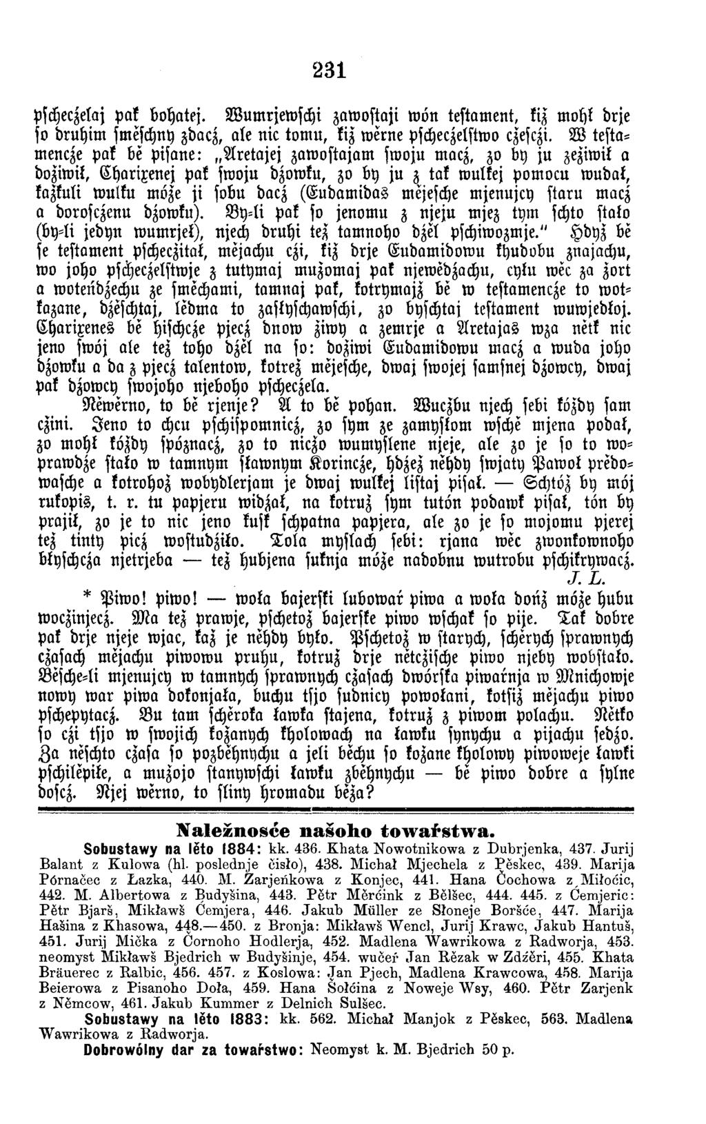 231 pscheezelaj pak bohatej. W um rjew schi zaw ostaji w ön testam ent, kiz m ohl drje so d ru h im smeschny zdaez, ale nie to m u, kiz w erne pscheezelstwo ezesezi.