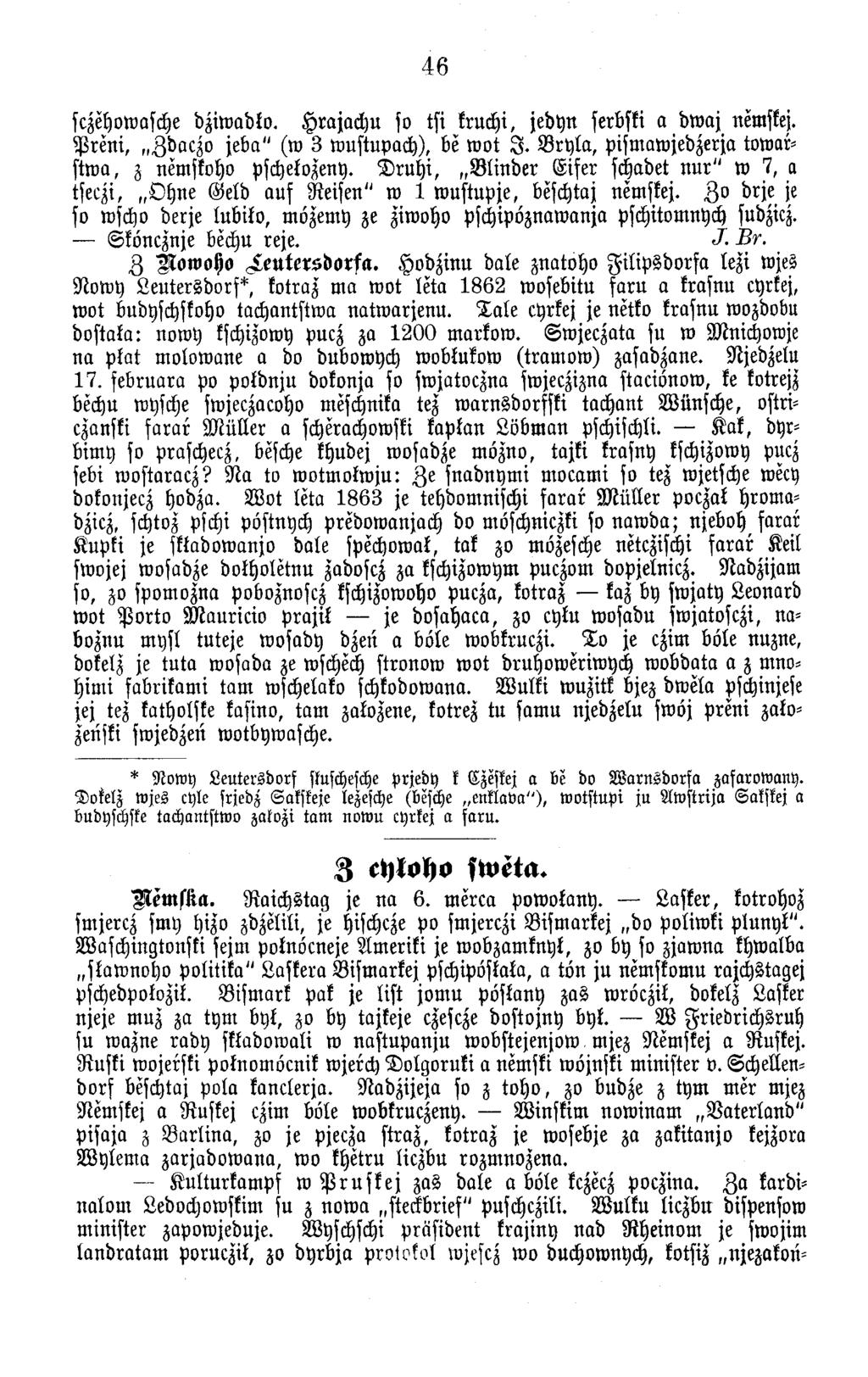 46 sczehowasche dziw adlo. H ra jach u so tsi kruchi, jedyn serbski a d w aj nemskej. P r e n i, Z daczo jeb a" (ro 3 w ustupach), be w o t I.