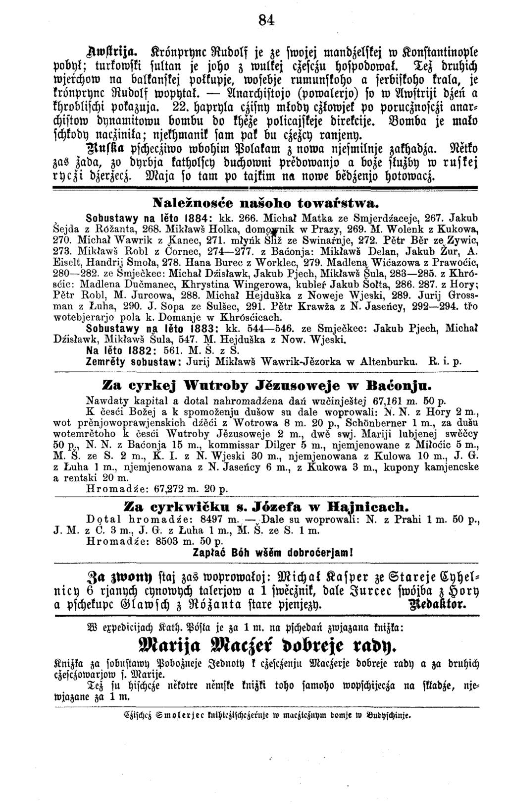 84 Arvstrija. K rö n p ry n c R u d o lf je ze swojej m andzelskej w K onstantinople p o b y l; turkowski su lta n je joho z w ulkej czesczu hospodow ak.