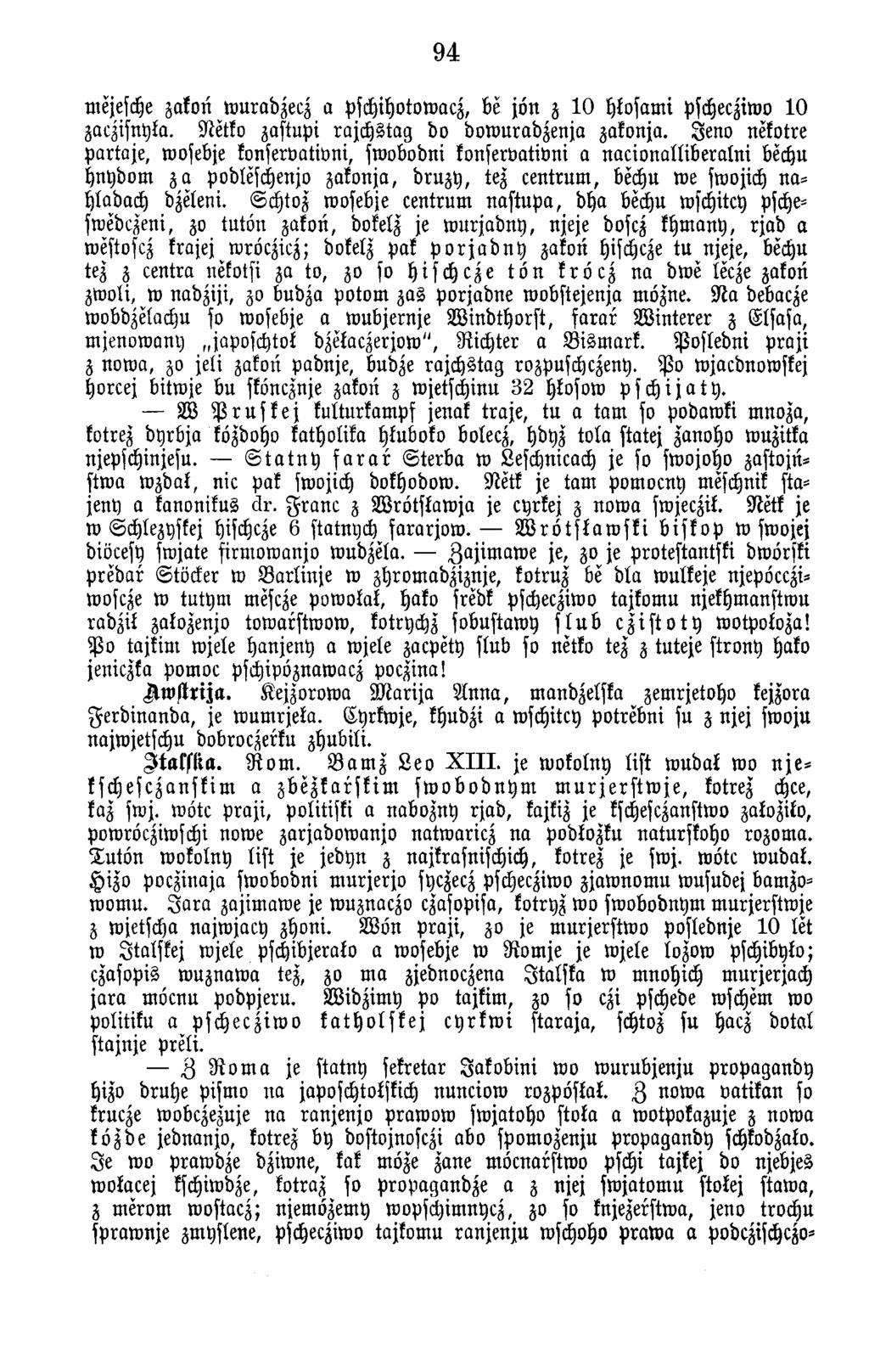 94 mejesche zakon w uradzecz a pschihotow acz, be jö n z 1 0 hlosam i pschecziwo 10 zaczisnyla. N etto zastupi ra jc h sta g do d o w u ra d zen ja zakonja.