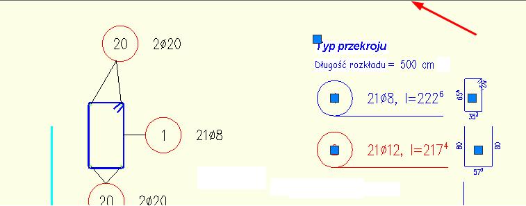 Wykaz z przekroju Dodaj/usuń pręt do/z wykazu z przekroju: Możliwość dodawania nowych prętów do istniejącego wykazu, Możliwość
