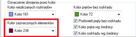 Podświetlanie prętów / siatek należących do zestawienia Na pasku właściwości dla zestawień dodano nową opcję, której zaznaczenie powoduje podświetlenie