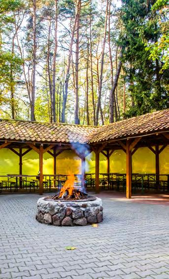 W OBIEKCIE: 36 pokoi, 28 domków wypoczynkowych, jadalnia, kawiarnia, bar letni, sauna, 2 sale konferencyjne (na 30 i 100 osób), sala zabaw dla dzieci, bilard, tenis stołowy, własna