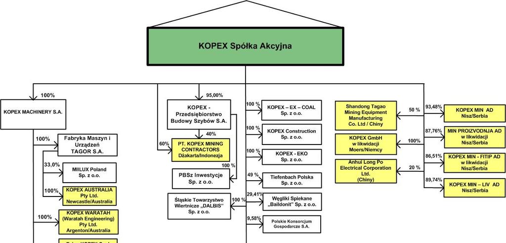 Spółki te charakteryzuje różny stopień znaczenia biznesowego w Grupie KOPEX i ich istotności. KOPEX S.A.