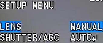 3.2. Opis funkcji menu ekranowego Lens (Obiektyw) Fu k ja pozwalają a dopasować odpowied ie ustawie ia do zainstalowanego w kamerze obiektywu.