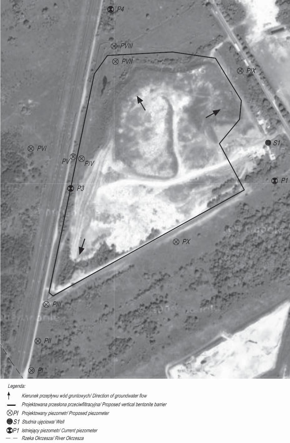 RYSUNEK 8. Proponowany system monitoringu wód na składowisku Słabomierz-Krzyżówka FIGURE 8.