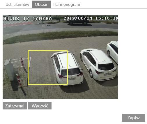 7.3. Obszar W celu zdefiniowania obszaru zagęszczenia tłumu należy w menu kamery w sekcji Ustawienia => Analiza obrazu => Zagęszczenie tłumu wejść w zakładkę Obszar.